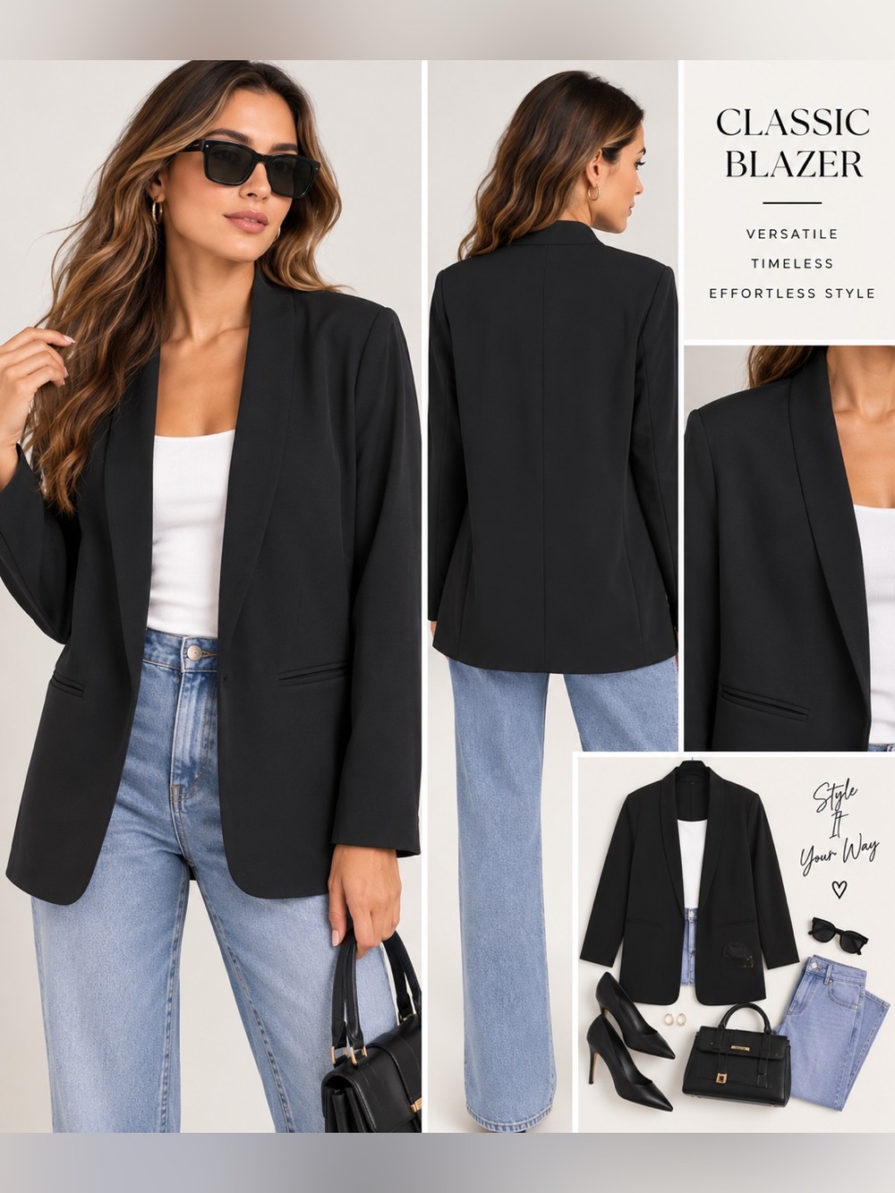 Women’s XL Black Open Front Blazer NWT Longline Business Casual Jacket